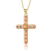 Simple Style Cross Copper Rhinestones Pendant Necklace In Bulk sku image 7