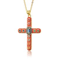 Simple Style Cross Copper Rhinestones Pendant Necklace In Bulk sku image 3