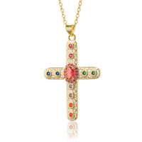 Simple Style Cross Copper Rhinestones Pendant Necklace In Bulk sku image 6
