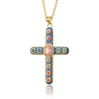 Simple Style Cross Copper Rhinestones Pendant Necklace In Bulk sku image 2