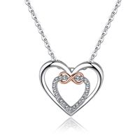 Simple Style Heart Shape Sterling Silver Plating Inlay Rhinestones Gold Plated Pendant Necklace sku image 2