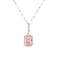 Ig Style Lady Korean Style Square Sterling Silver Inlay Zircon Pendant Necklace sku image 2