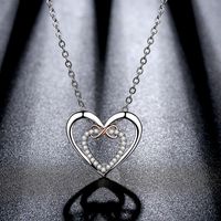 Simple Style Heart Shape Sterling Silver Plating Inlay Rhinestones Gold Plated Pendant Necklace main image 4