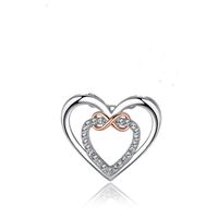 Simple Style Heart Shape Sterling Silver Plating Inlay Rhinestones Gold Plated Pendant Necklace sku image 1
