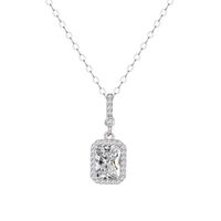 Ig Style Lady Korean Style Square Sterling Silver Inlay Zircon Pendant Necklace main image 3