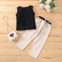Simple Style Solid Color Belt Cotton Girls Clothing Sets main image 4