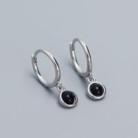 Ig Style Simple Style Round Sterling Silver Plating Inlay Moonstone Turquoise Agate Drop Earrings 1 Pair sku image 3