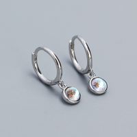 Ig Style Simple Style Round Sterling Silver Plating Inlay Moonstone Turquoise Agate Drop Earrings 1 Pair sku image 1