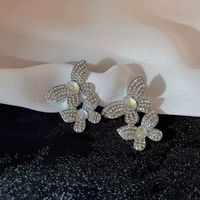1 Pair Elegant Streetwear Butterfly Inlay Alloy Rhinestones Earrings sku image 1