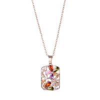 Wholesale Elegant Simple Style Streetwear Flower 304 Stainless Steel Copper Plating Hollow Out Inlay K Gold Plated Zircon Pendant Necklace sku image 1
