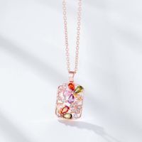 Wholesale Elegant Simple Style Streetwear Flower 304 Stainless Steel Copper Plating Hollow Out Inlay K Gold Plated Zircon Pendant Necklace main image 4