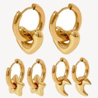1 Pair Casual Simple Style Star Moon Heart Shape Plating 304 Stainless Steel 16K Gold Plated White Gold Plated Gold Plated Earrings main image 5