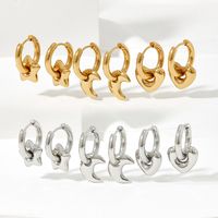 1 Pair Casual Simple Style Star Moon Heart Shape Plating 304 Stainless Steel 16K Gold Plated White Gold Plated Gold Plated Earrings main image 3