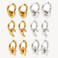 1 Pair Casual Simple Style Star Moon Heart Shape Plating 304 Stainless Steel 16K Gold Plated White Gold Plated Gold Plated Earrings main image 2