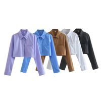 Women's Blouse Long Sleeve Blouses Printing Button Sexy Solid Color main image 1