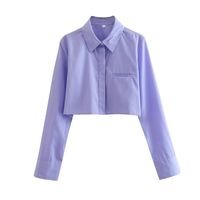 Women's Blouse Long Sleeve Blouses Printing Button Sexy Solid Color sku image 8