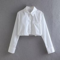 Women's Blouse Long Sleeve Blouses Printing Button Sexy Solid Color sku image 2