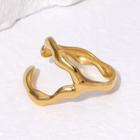 304 Stainless Steel 18K Gold Plated Simple Style Irregular Plating Geometric Open Rings main image 4