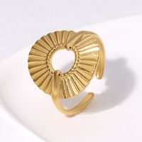 304 Stainless Steel 18K Gold Plated Modern Style Plating Pleated Geometric Open Rings sku image 2