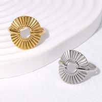 304 Stainless Steel 18K Gold Plated Modern Style Plating Pleated Geometric Open Rings main image 5