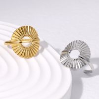 304 Stainless Steel 18K Gold Plated Modern Style Plating Pleated Geometric Open Rings main image 1