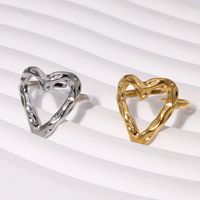 304 Stainless Steel 18K Gold Plated Sweet Plating Heart Shape Open Rings main image 5