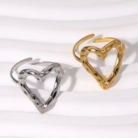 304 Stainless Steel 18K Gold Plated Sweet Plating Heart Shape Open Rings main image 4