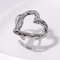 304 Stainless Steel 18K Gold Plated Sweet Plating Heart Shape Open Rings sku image 1