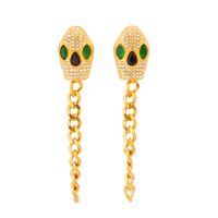 304 Stainless Steel 18K Gold Plated Simple Style Plating Inlay Snake Rhinestones Glass Stone Earrings Necklace main image 5