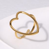 304 Stainless Steel 18K Gold Plated Elegant Retro Plating Geometric Leaf Heart Shape Open Rings sku image 24