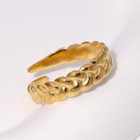 304 Stainless Steel 18K Gold Plated Simple Style Plating Solid Color Rings sku image 2