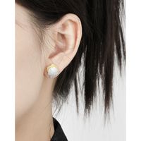 1 Pair Retro Irregular Round Plating Sterling Silver 18k Gold Plated Earrings main image 2