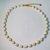 304 Stainless Steel Freshwater Pearl 18K Gold Plated Simple Style Round Freshwater Pearl Necklace main image 4