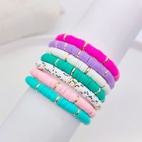 Ig Style Round Solid Color 18k Gold Plated Soft Clay Copper Wholesale Bracelets main image 6