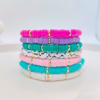 Ig Style Round Solid Color 18k Gold Plated Soft Clay Copper Wholesale Bracelets main image 3