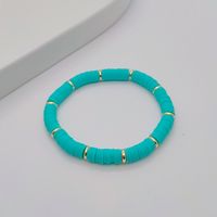 Ig Style Round Solid Color 18k Gold Plated Soft Clay Copper Wholesale Bracelets main image 4