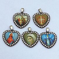 Retro Heart Shape Glass Zinc Alloy Inlay Rhinestones Jewelry Accessories main image 1