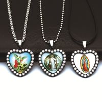 Retro Heart Shape Glass Zinc Alloy Inlay Rhinestones Jewelry Accessories main image 2