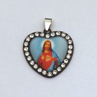 Retro Heart Shape Glass Zinc Alloy Inlay Rhinestones Jewelry Accessories sku image 7