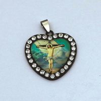 Retro Heart Shape Glass Zinc Alloy Inlay Rhinestones Jewelry Accessories sku image 13