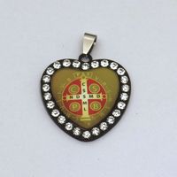 Retro Heart Shape Glass Zinc Alloy Inlay Rhinestones Jewelry Accessories sku image 15