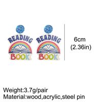 1 Pair Novelty Artistic Book Letter Rainbow Printing Stainless Steel Arylic Wood Drop Earrings main image 2