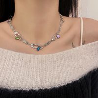 Fairy Style Square Alloy Inlay Artificial Crystal Women's Necklace main image 4