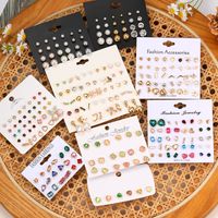 1 Set Fairy Style Elegant Shiny Star Heart Shape Butterfly Artificial Gemstones Artificial Crystal Alloy Gold Plated Silver Plated Ear Studs main image 4