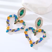 European And American Hot-selling Heart-shaped Alloy Inlaid With Diamonds Retro Temperament Exaggerated Earrings Female Korean Version Of The Super Flash Full Diamond Earrings sku image 16