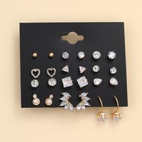 1 Set Fairy Style Elegant Shiny Star Heart Shape Butterfly Artificial Gemstones Artificial Crystal Alloy Gold Plated Silver Plated Ear Studs sku image 4