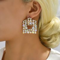 1 Pair Retro Lady Geometric Plating Inlay Metal Artificial Gemstones Earrings main image 8