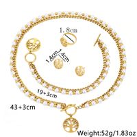 Wholesale Jewelry Lady Tree Artificial Pearl Titanium Steel Beaded Rings Earrings Necklace main image 2