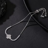 Copper Rhodium Plated Simple Style Plating Inlay Heart Shape Zircon Bracelets main image 5