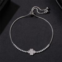 Copper Rhodium Plated Simple Style Plating Inlay Heart Shape Zircon Bracelets main image 4